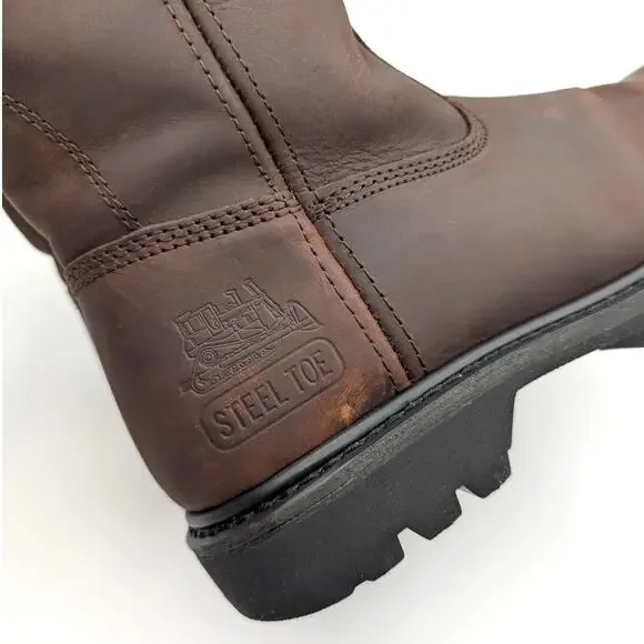 CAT Revolver Steel Toe Work Boots Men's Leather Brown Size US8.5 EU41.5